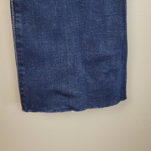 Frame Le Crop Mini Boot Ankle Flare High Rise Dark Wash Frayed Cutoff Jeans 28 - Picture 9 of 16